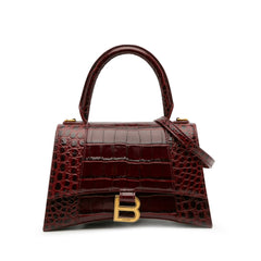Small Croc Embossed Hourglass Top Handle Bag
