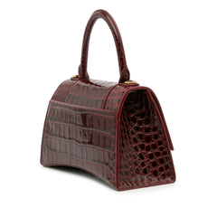 Small Croc Embossed Hourglass Top Handle Bag