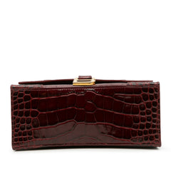 Small Croc Embossed Hourglass Top Handle Bag