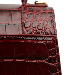 Small Croc Embossed Hourglass Top Handle Bag
