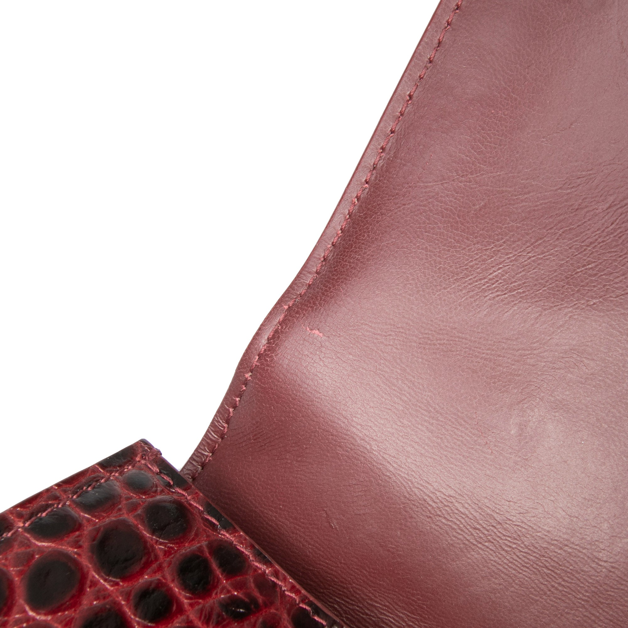 Small Croc Embossed Hourglass Top Handle Bag