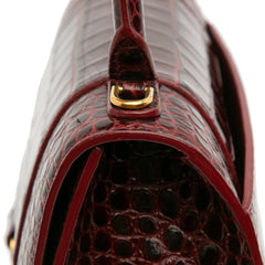 Small Croc Embossed Hourglass Top Handle Bag