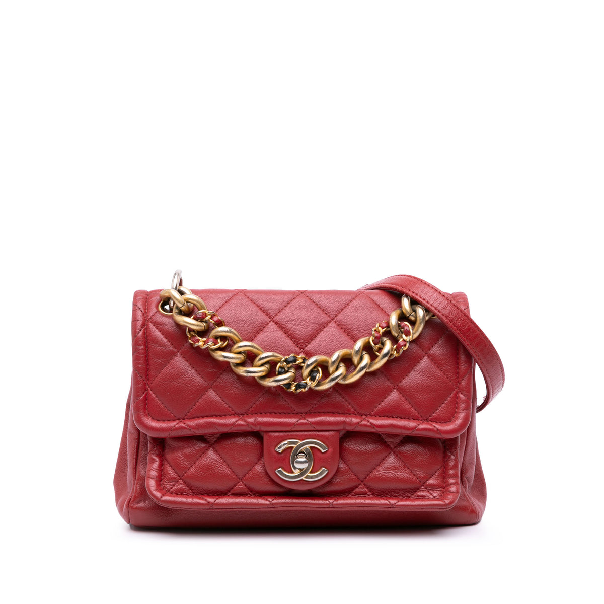Small Quilted Lambskin Chain Link Flap