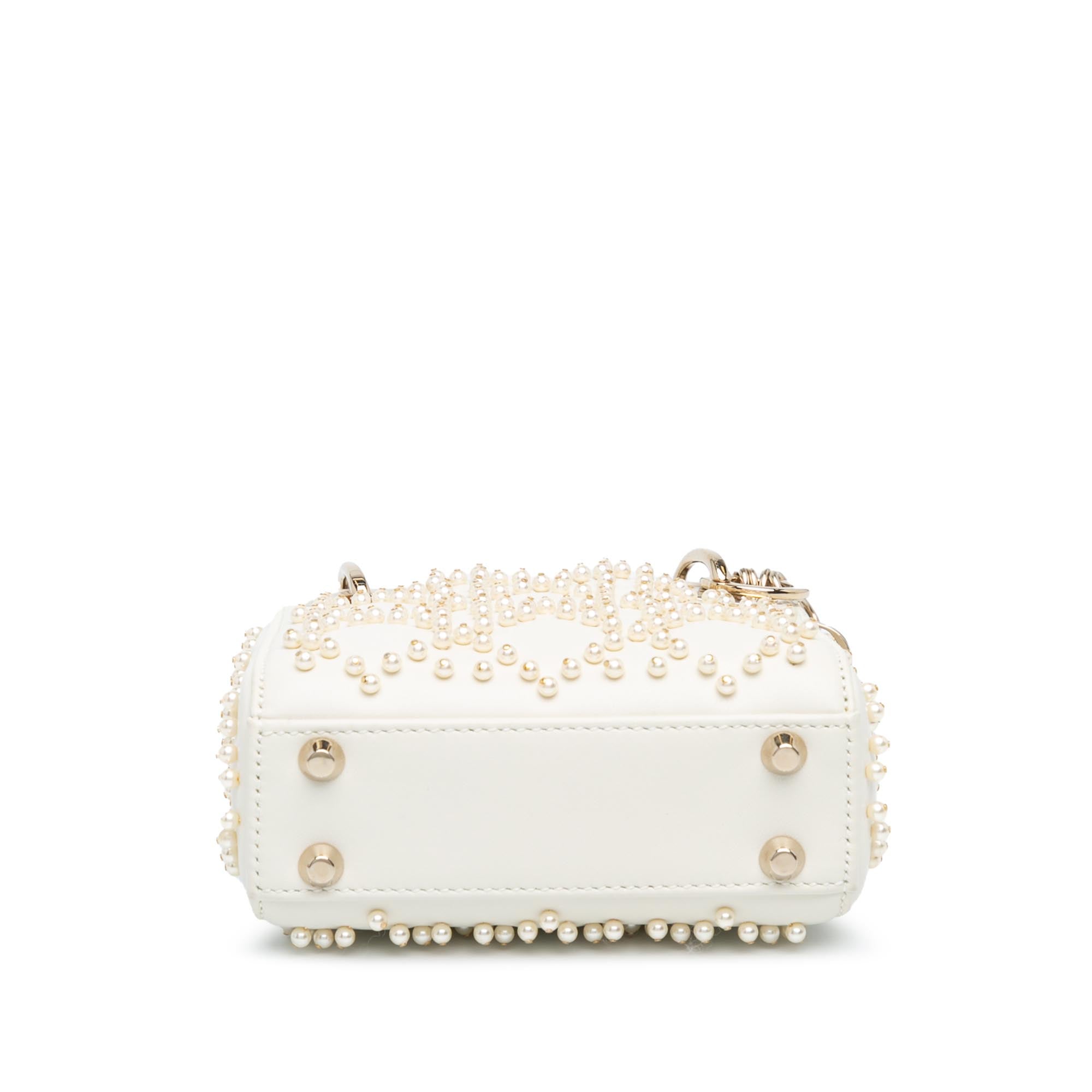 Micro Lambskin Cannage Pearl Lady Dior