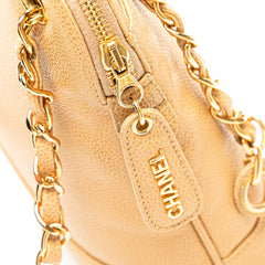 Caviar Logo Chain Shoulder Bag