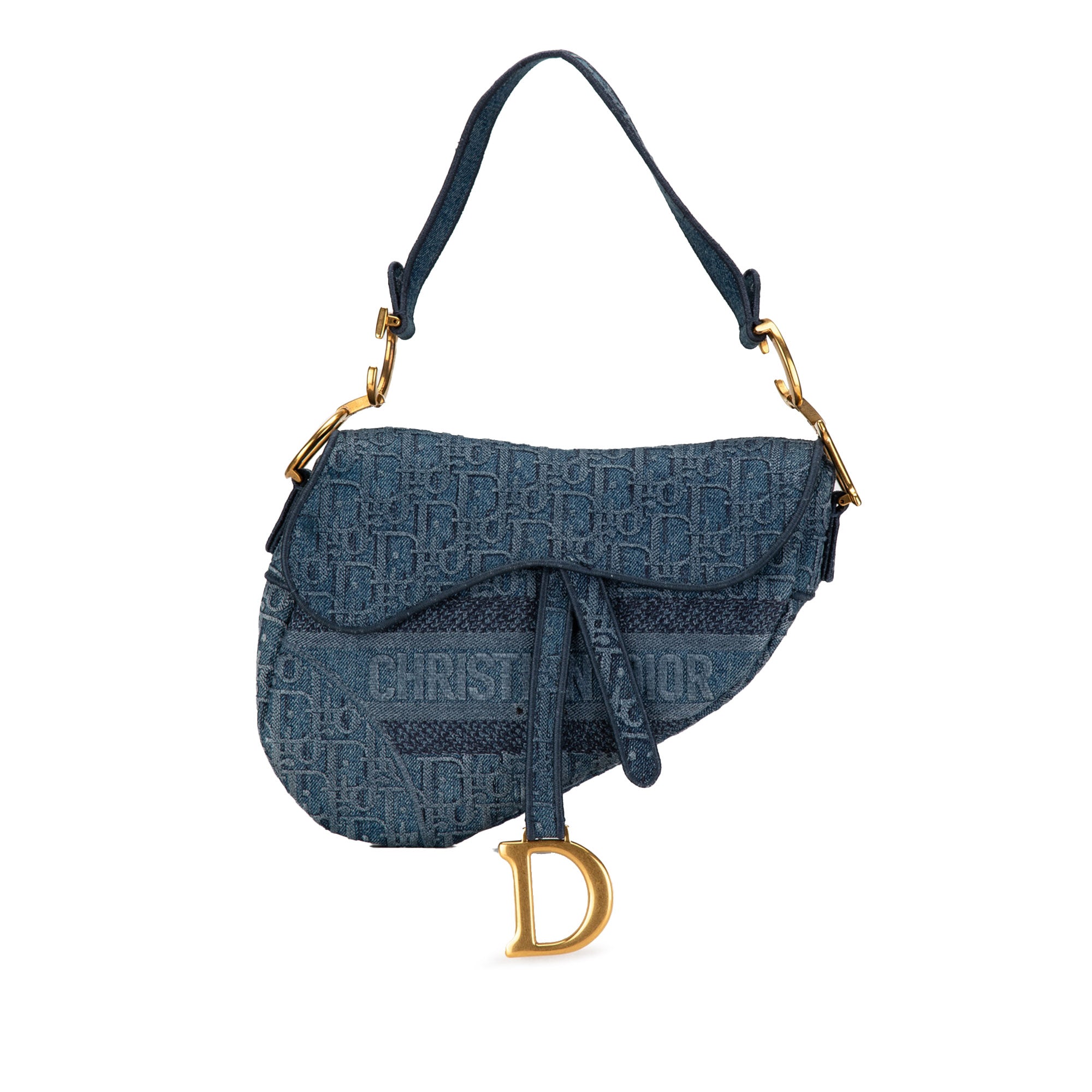 Oblique Denim Saddle Bag_0