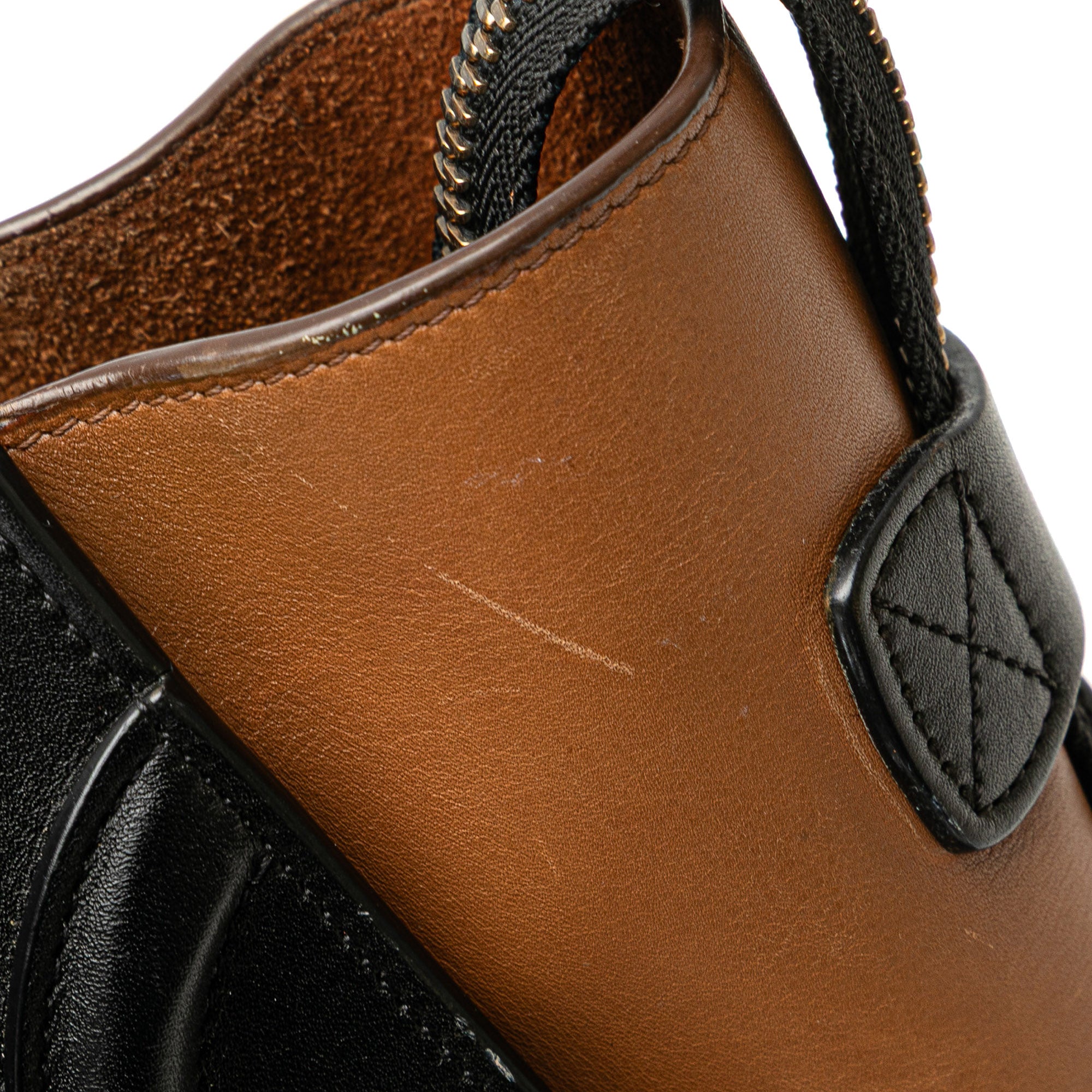 Micro Tricolor Leather Luggage Tote