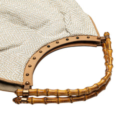 Woven Leather Bamboo Studded Hobo