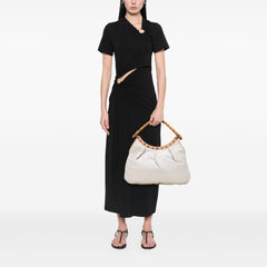Woven Leather Bamboo Studded Hobo