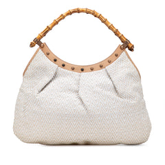 Woven Leather Bamboo Studded Hobo