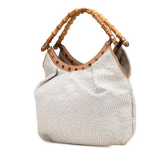 Woven Leather Bamboo Studded Hobo