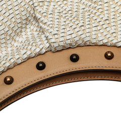 Woven Leather Bamboo Studded Hobo