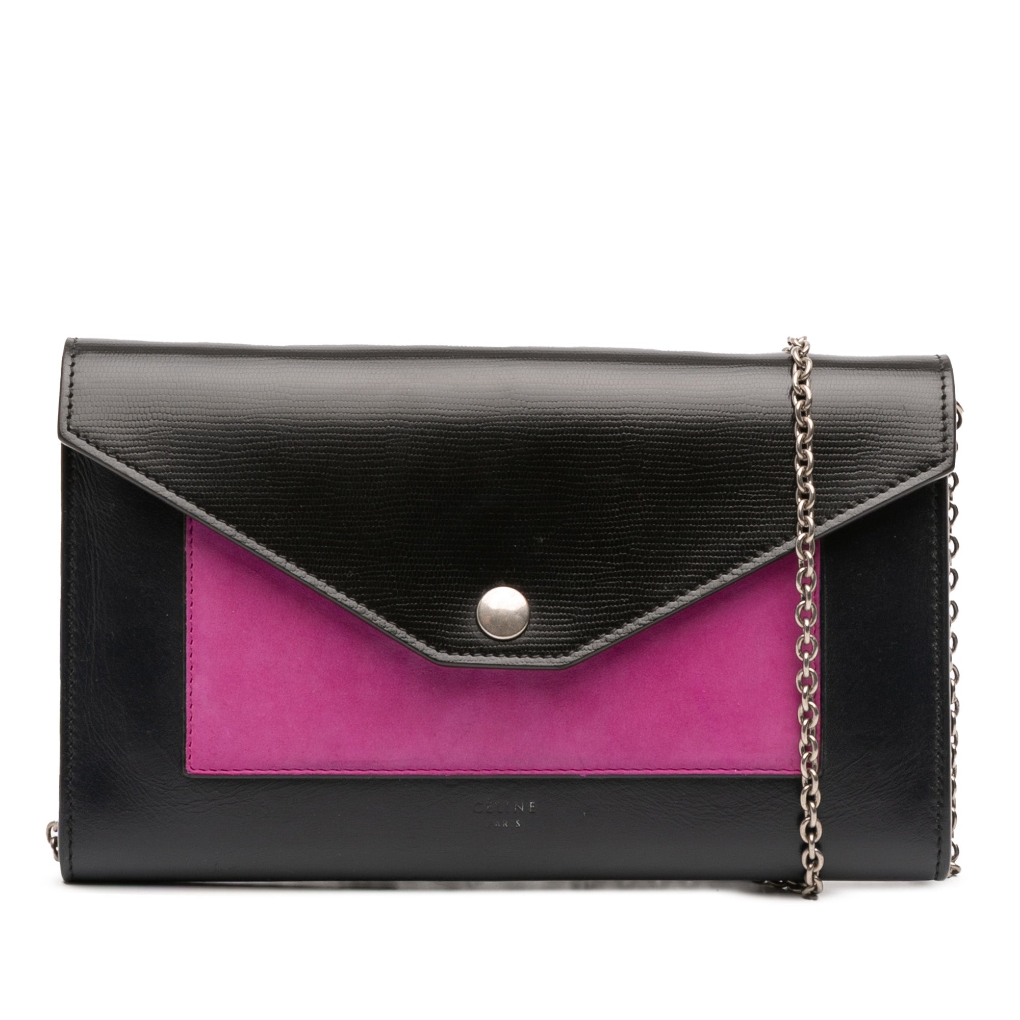 Bicolor Leather Pocket Envelope Wallet On Chain