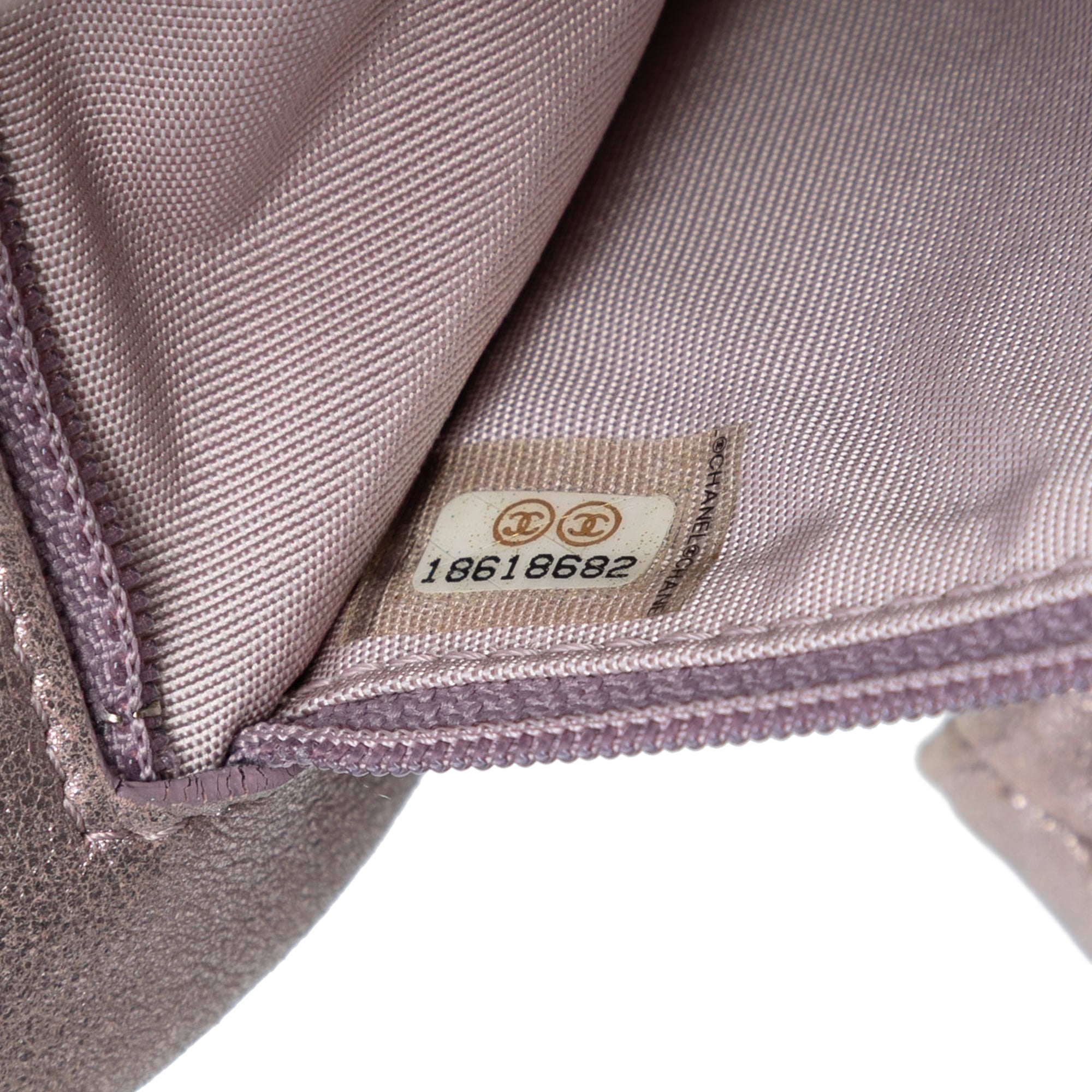 CC Quilted Metallic Lambskin Wallet On Chain