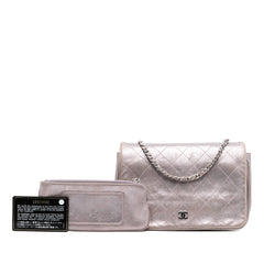 CC Quilted Metallic Lambskin Wallet On Chain