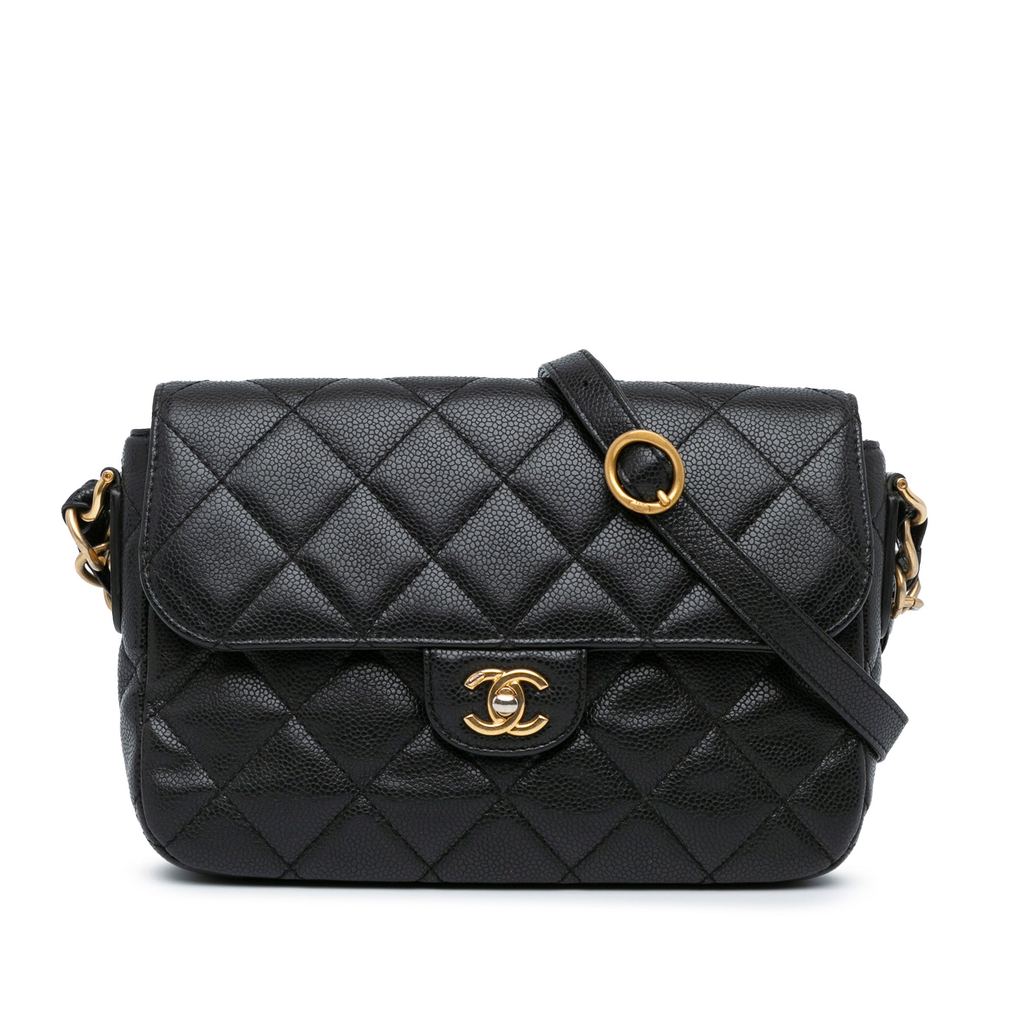 Quilted Caviar Single Flap