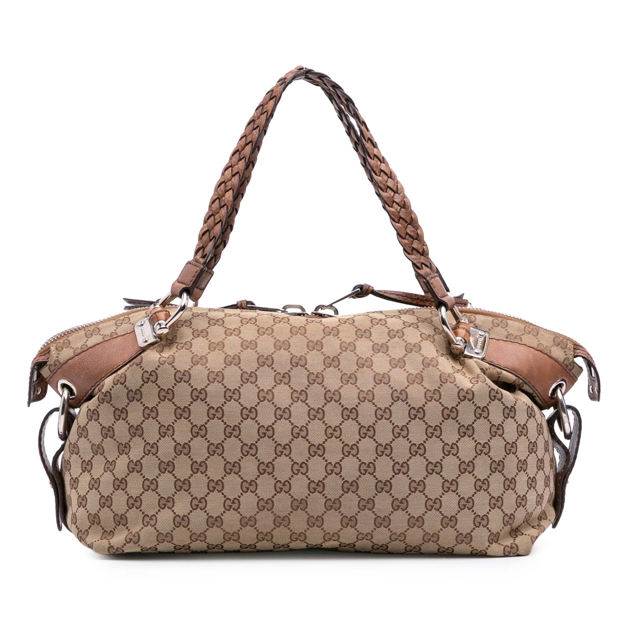 Medium GG Canvas Bamboo Bar Tote