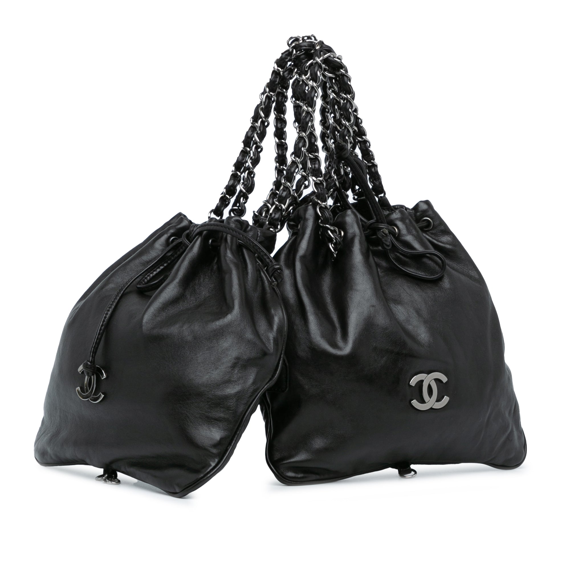 CC Calfskin Dual Twin Chain Handbag