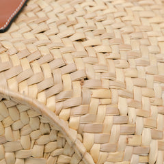 Large Palm Leaf and Calfskin Basket Tote