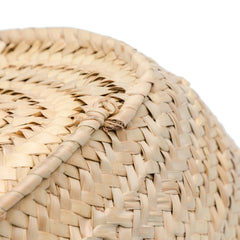 Large Palm Leaf and Calfskin Basket Tote