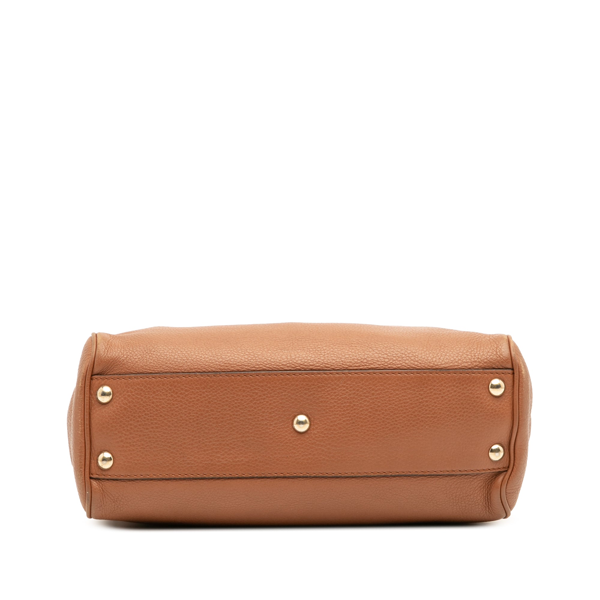 Small Calfskin Bamboo Shopper Satchel