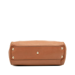 Small Calfskin Bamboo Shopper Satchel