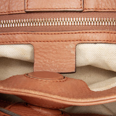 Small Calfskin Bamboo Shopper Satchel
