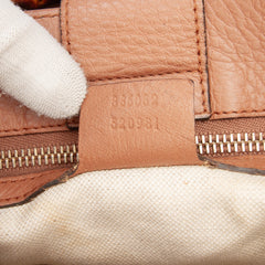Small Calfskin Bamboo Shopper Satchel