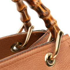 Small Calfskin Bamboo Shopper Satchel