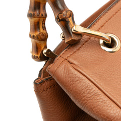 Small Calfskin Bamboo Shopper Satchel