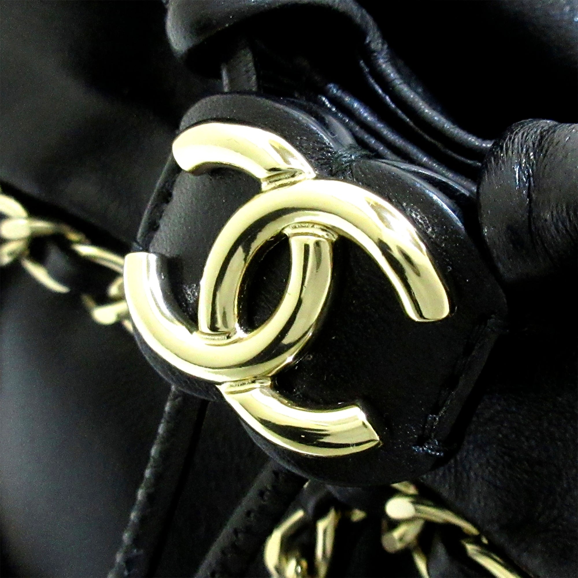 CC Chain Lambskin Leather Bucket Bag