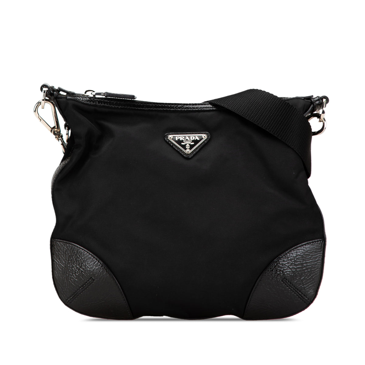 Vitello Trimmed Tessuto Zip Top Crossbody