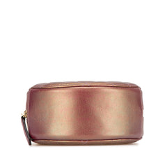 Quilted Iridescent Lambskin Round Clutch With Chain