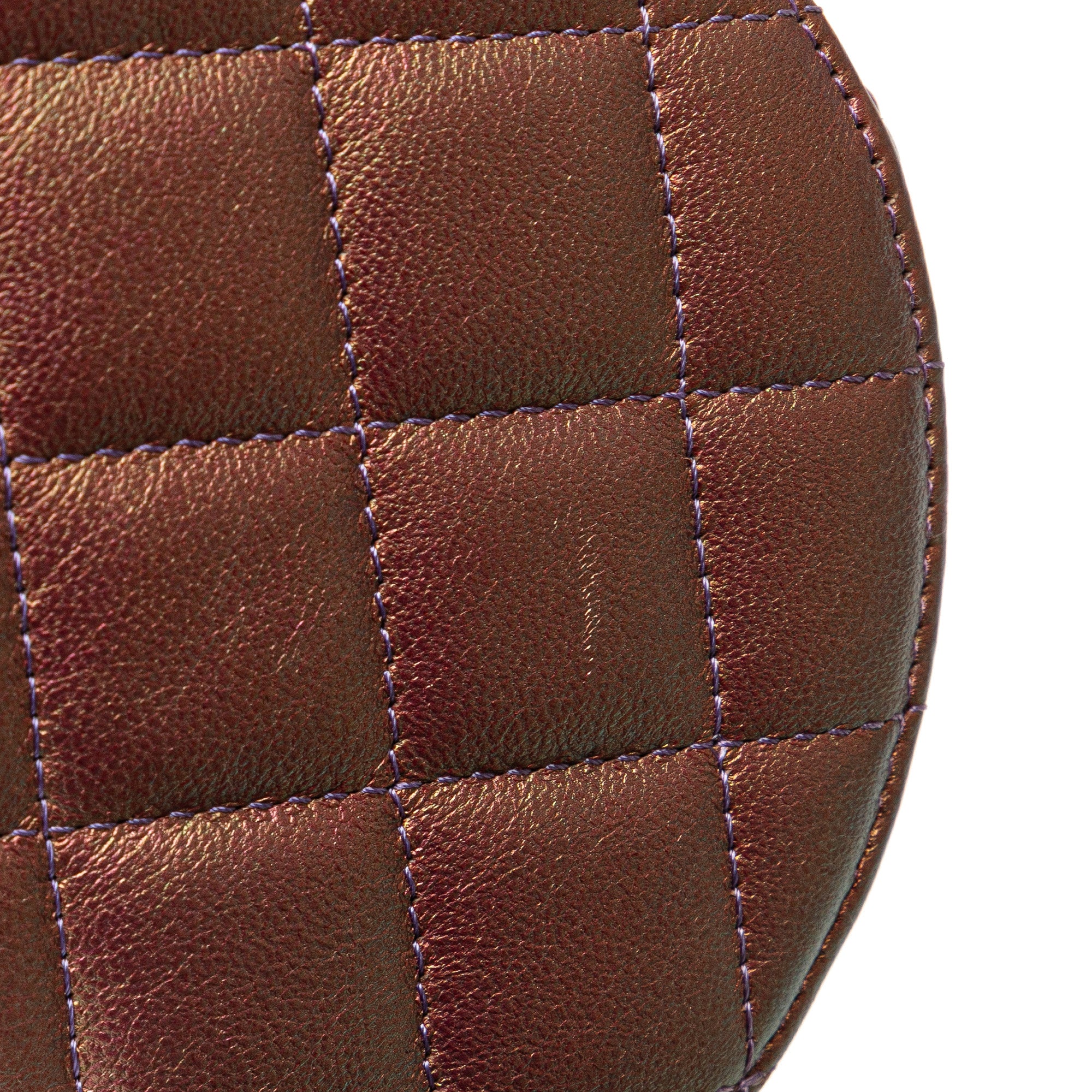 Quilted Iridescent Lambskin Round Clutch With Chain