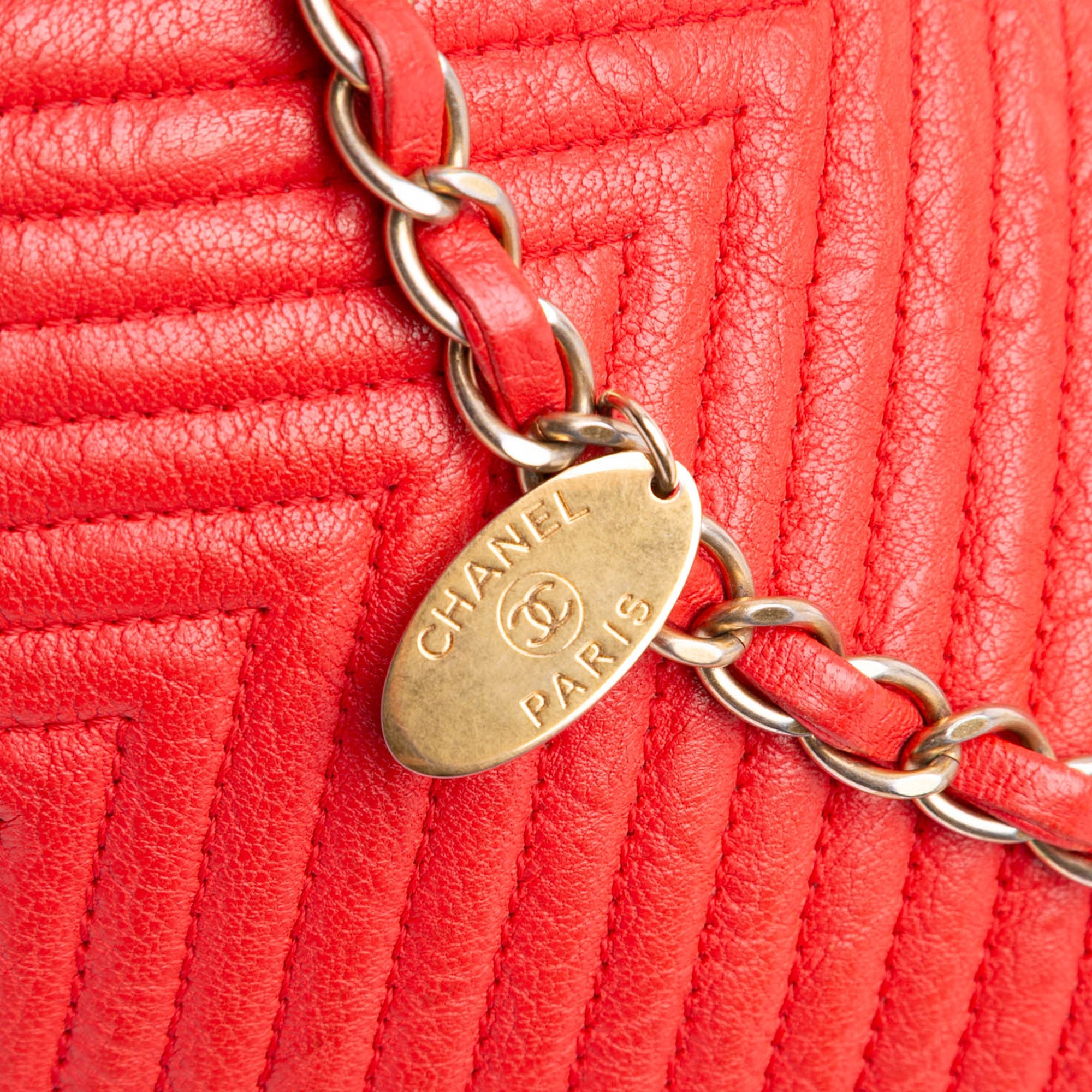Medium Wrinkled Calfskin Quilted Chevron Medallion Charm Surpique Flap