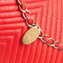 Medium Wrinkled Calfskin Quilted Chevron Medallion Charm Surpique Flap