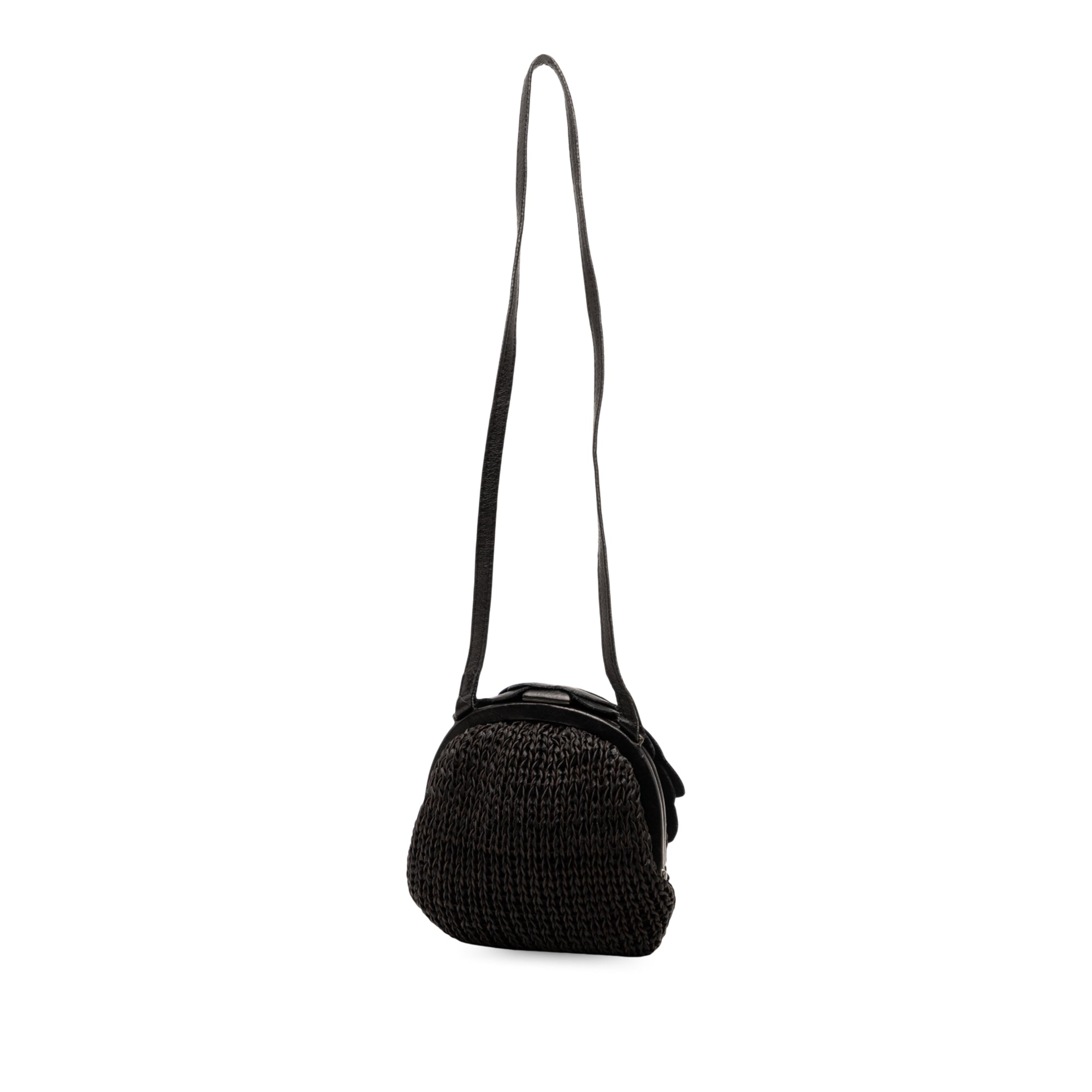 Woven Leather Floral Shoulder Bag