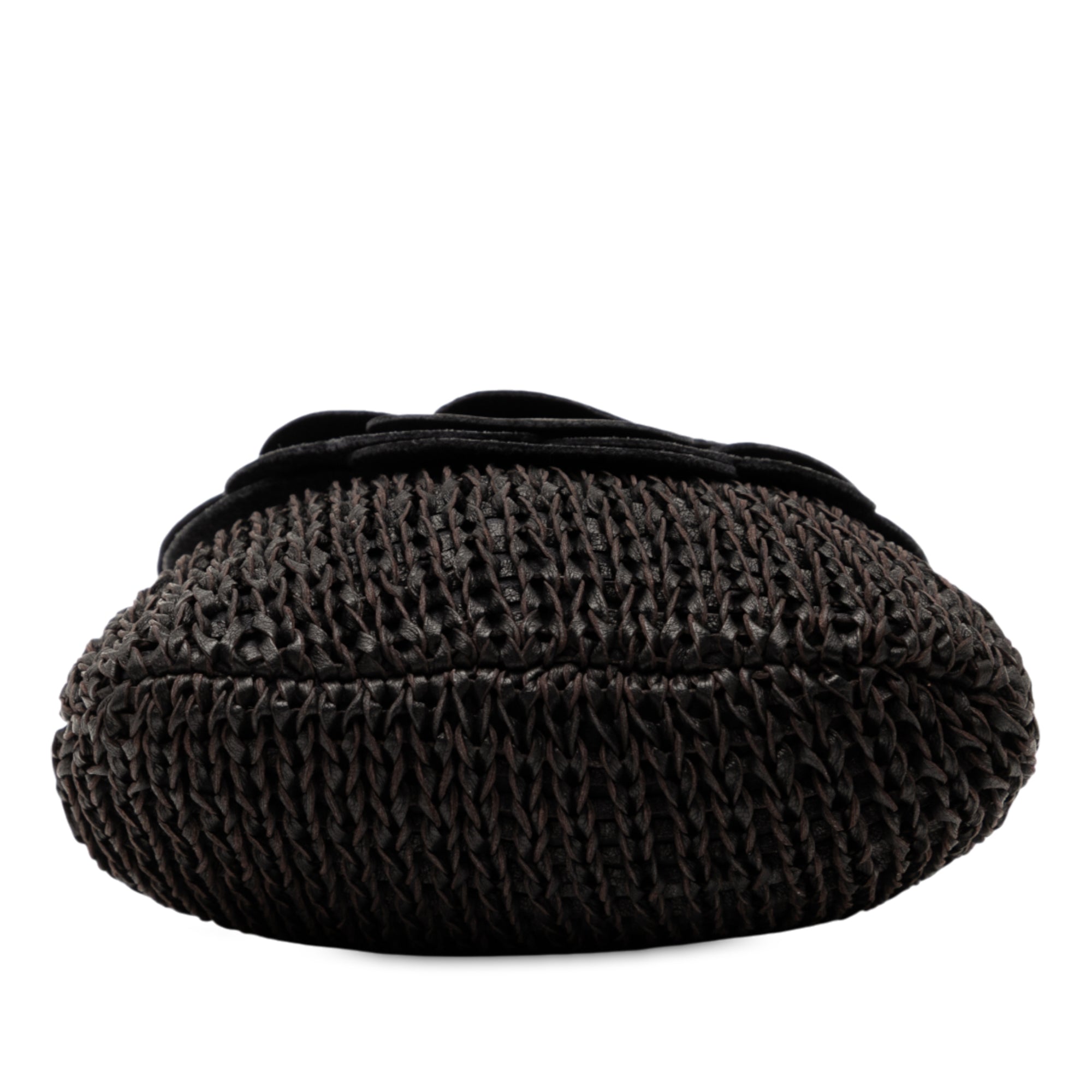 Woven Leather Floral Shoulder Bag