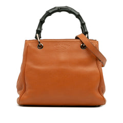 Small Calfskin Bamboo Shopper Satchel