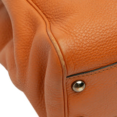 Small Calfskin Bamboo Shopper Satchel
