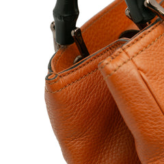 Small Calfskin Bamboo Shopper Satchel