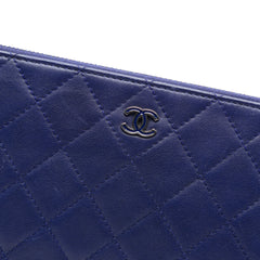 CC Quilted Lambskin Double Zip Pouch