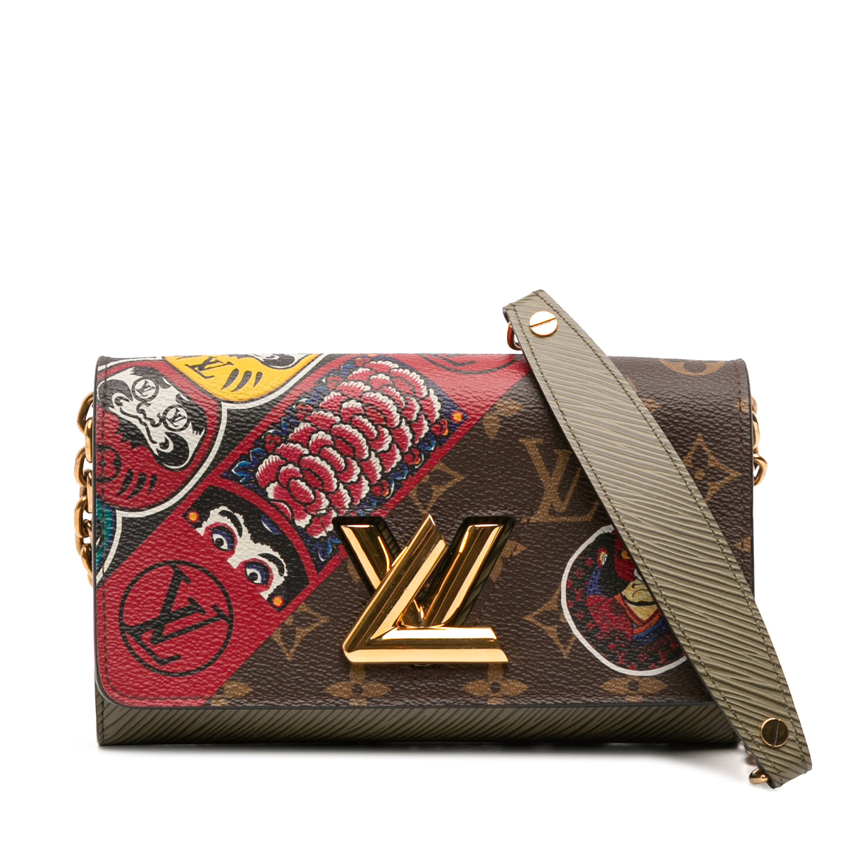 Kansai Yamamoto Monogram and Epi Kabuki Twist Wallet on Chain