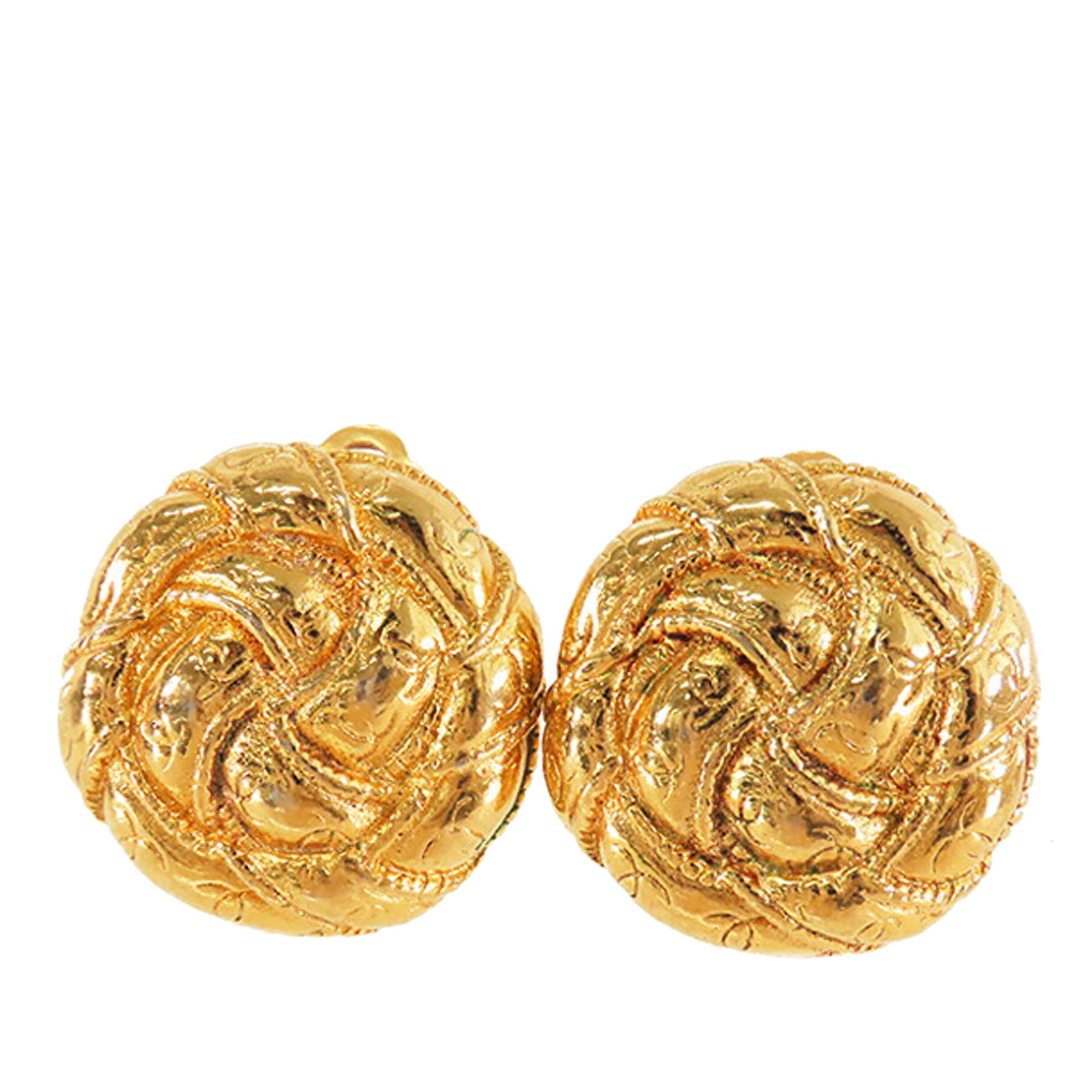 Gold Plated CC Round Clip on Earrings