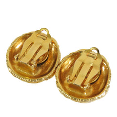 Gold Plated CC Round Clip on Earrings