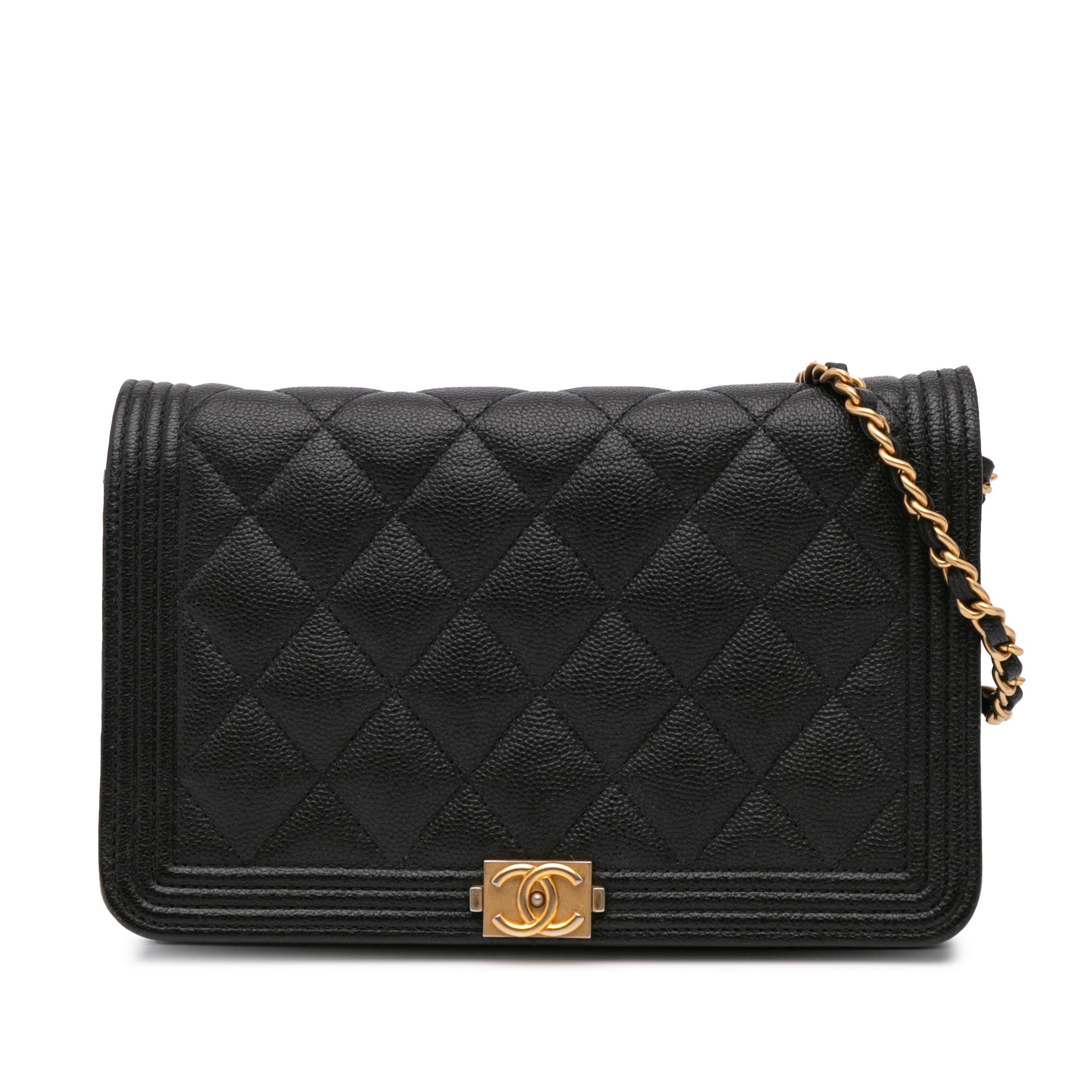 Quilted Caviar Boy Wallet on Chain