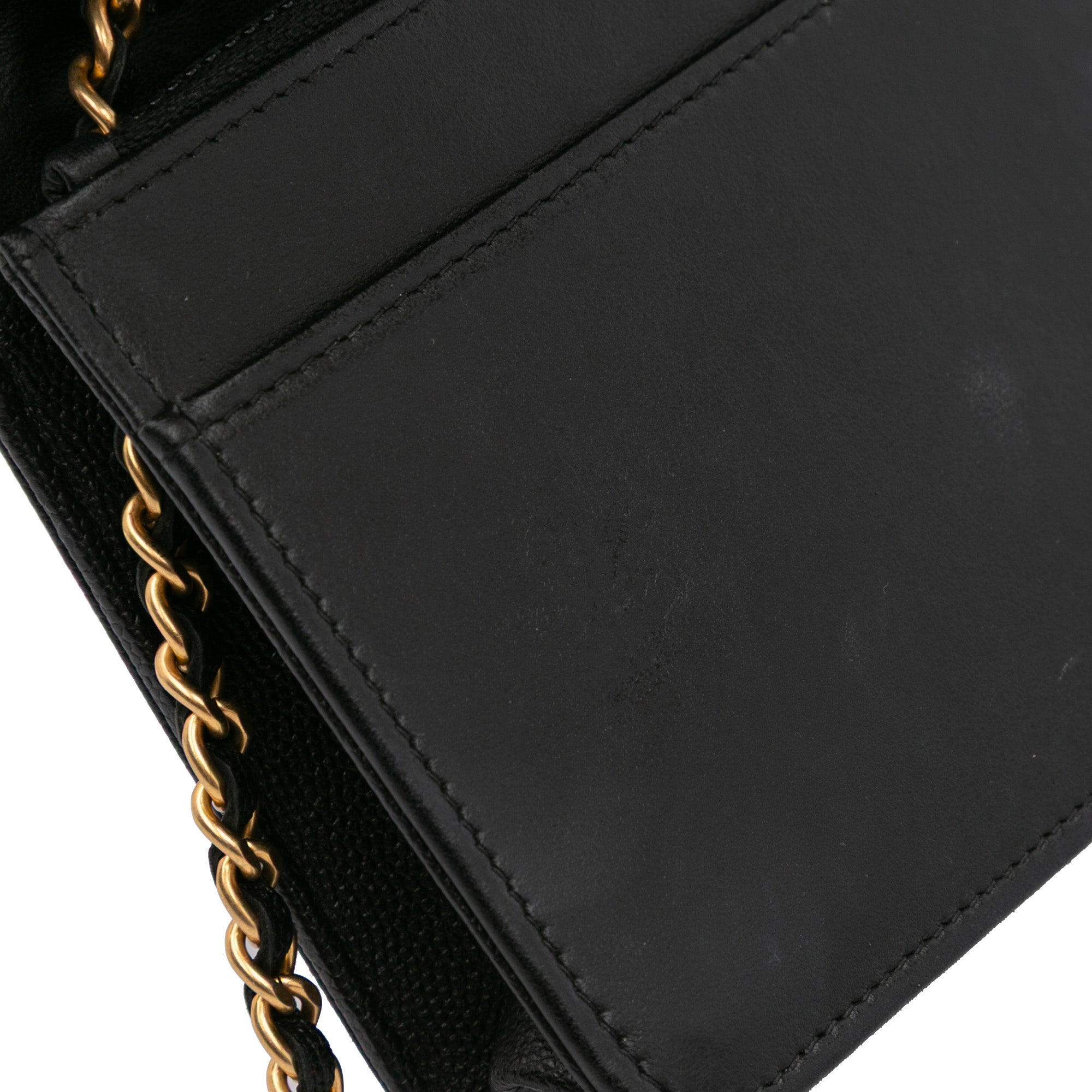 Quilted Caviar Boy Wallet on Chain