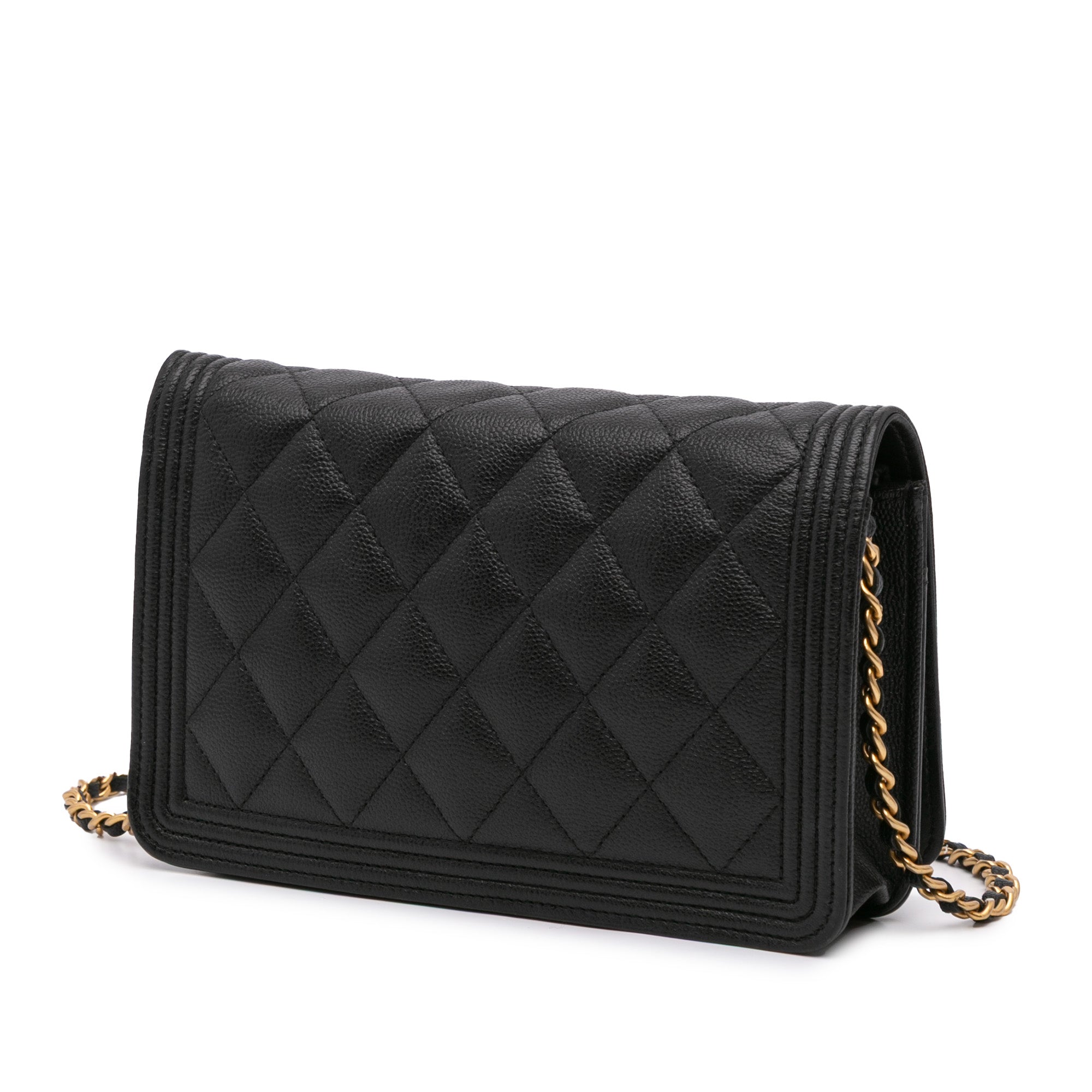 Quilted Caviar Boy Wallet on Chain
