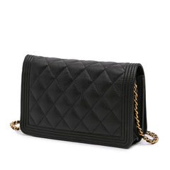 Quilted Caviar Boy Wallet on Chain