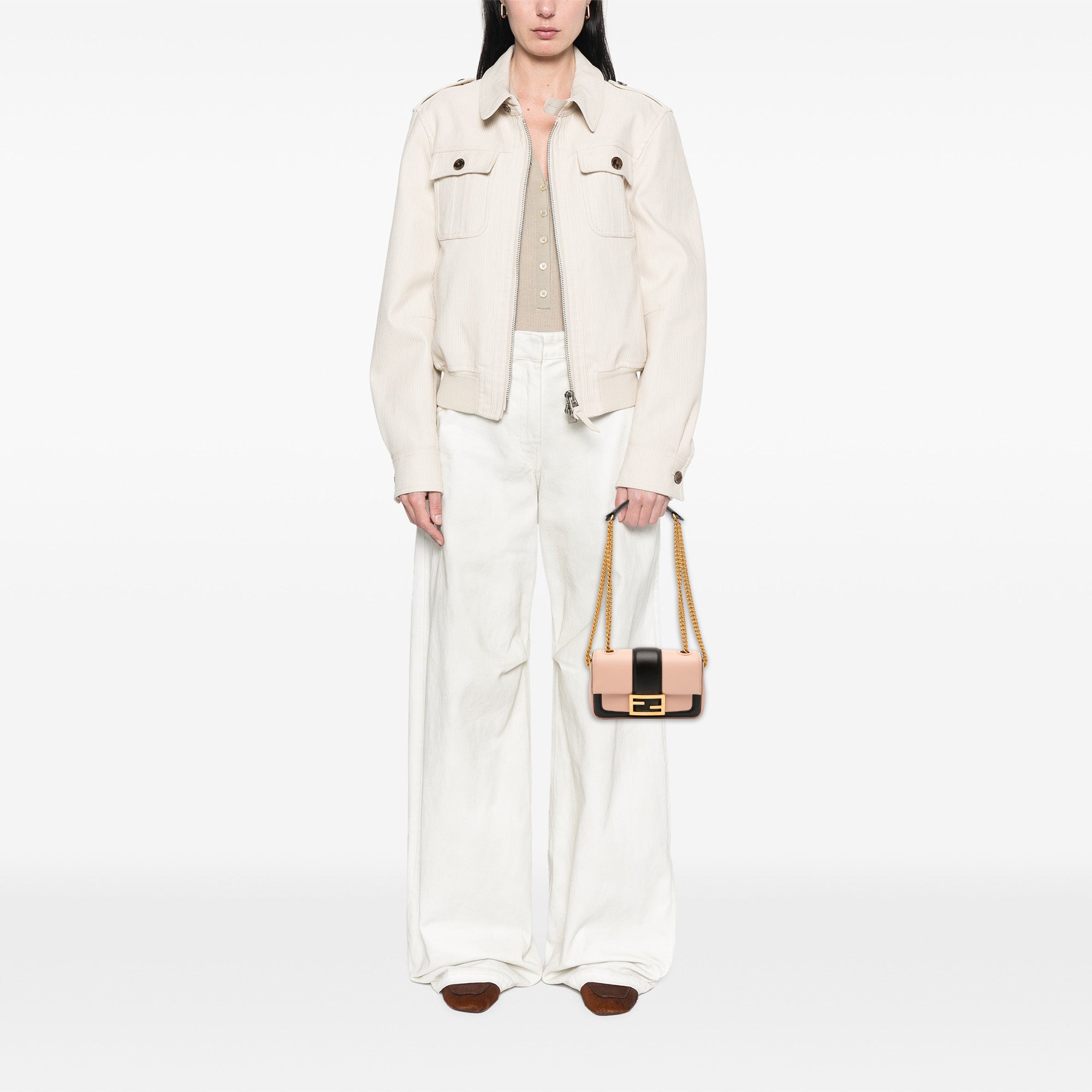 Mini Bicolor Nappa Apolo Chain Baguette Shoulder Bag